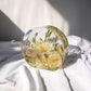 Small standing circle resin keepsake featuring preserved wedding flowers by Everlasting Bloom Co.